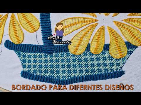 Bordado Fantasía Canasta Crisantemos Hand Embroidery