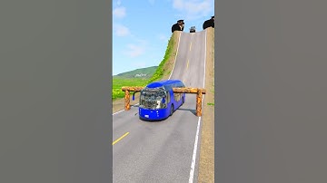Buses & Fuel Trucks vs Log Trap - BeamNG.Drive #beamngdrive #beamdrive #bus #truck #shorts