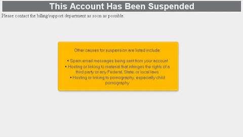 Hosting Tutorial for Beginners Video 11 - Account Suspension