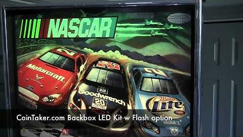 Nascar Pinball with LEDs and CoinTaker.com Backbox