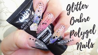 Glitter Ombre Polygel Nails || Easy DIY Polygel Nails with Dual Forms 🥰