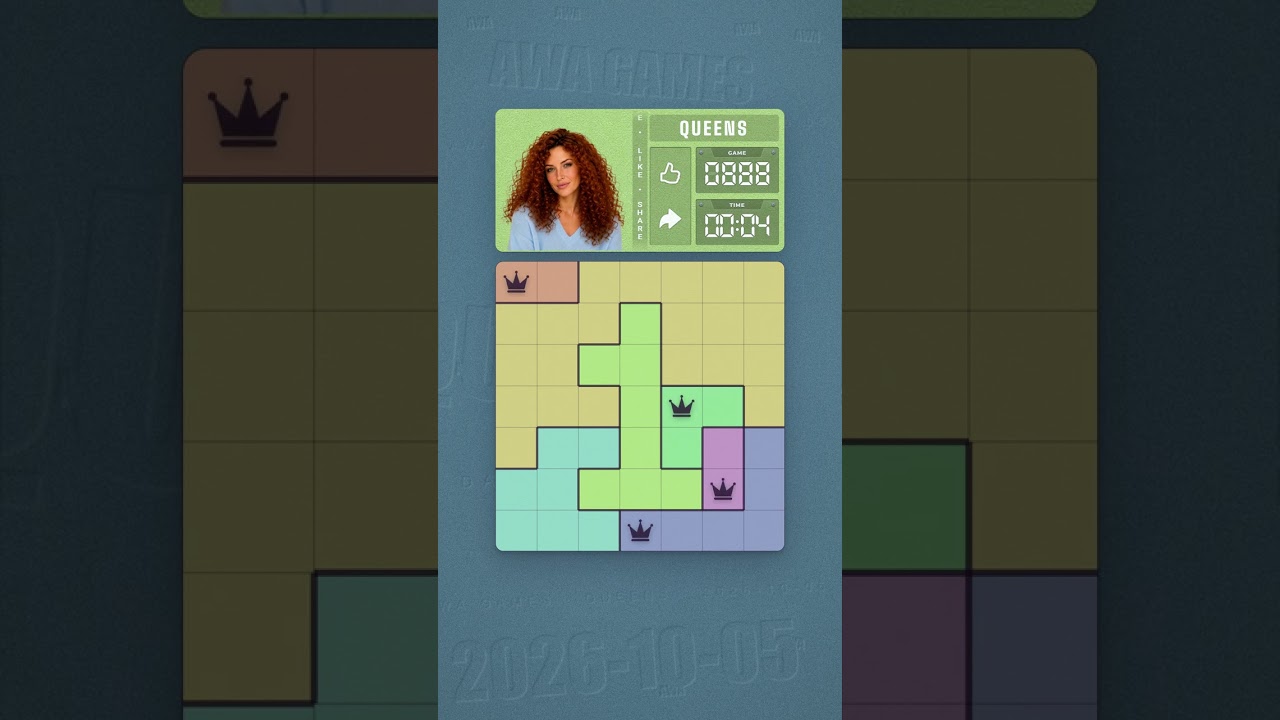LinkedIn Queens #888 solved board for October 5, 2026, 7x7 grid