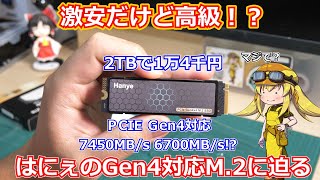 【激安SSD】2TBで1万4千円ってだけでもすごいのに、Gen4対応でリードもライトも爆速を謳っているSSDは果たしてどんな実力なのか！？【はにぇ】