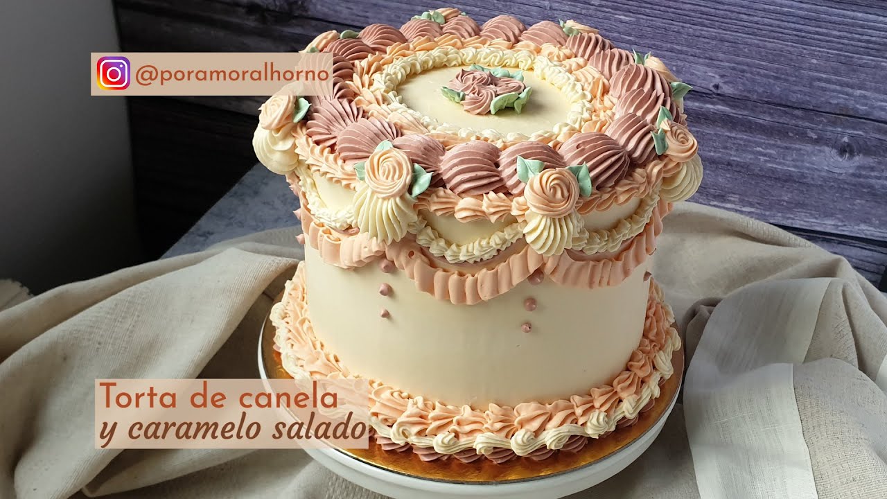 Pastel de caramelo salado, canela y mani - Torta de cumpleaños estilo  vintage o retro - YouTube