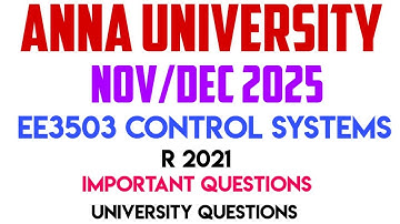 EE3503 Control systems important questions |anna university | nov dec 25