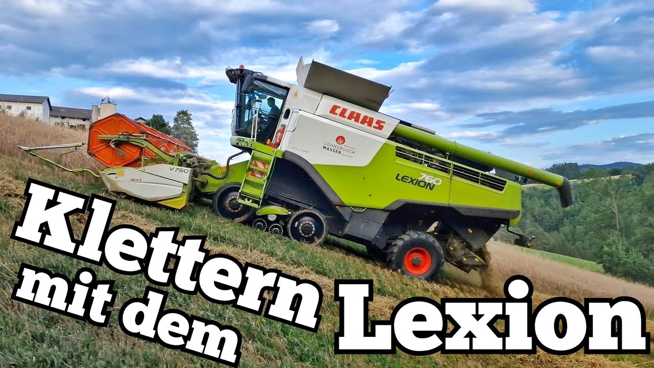 Dreschen wo man eigentlich nicht Dreschen sollte - Am Hausacker geht's steil her!