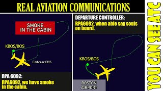 (Real ATC) Smoke in the cabin was detected on board of Republic airlines Embraer E175, Boston, Logan