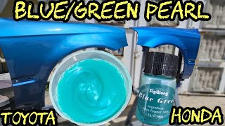 Factory Toyota and Honda Blue with Blue & Green Powdered Pearl in clear coat