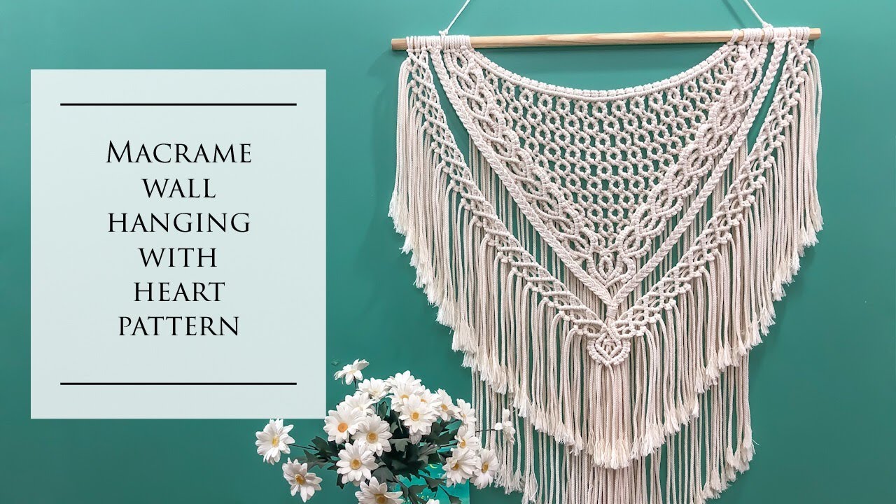 Macrame Wall Hanging With Heart Pattern Boho Wall Art Decor New Design 2020 By Him Macrame Wall Hanging Macrame Patterns Tutorials Macrame Wall Hanging Diy