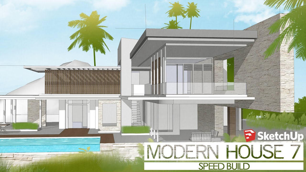  Sketchup  Speed Build Modern  House  7 YouTube