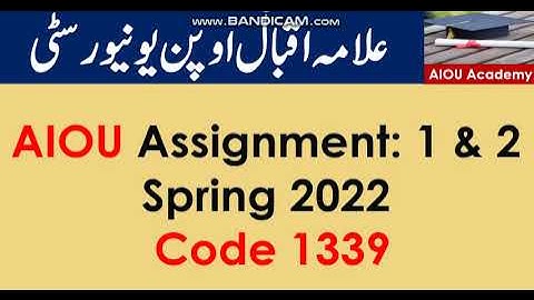 AIOU Code 1339-1 & 2 Solved Assignments Spring 2022