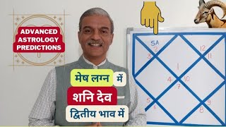 Saturn in 2nd house for Aries ascendant - Mesh Lagna me Shani ka fal