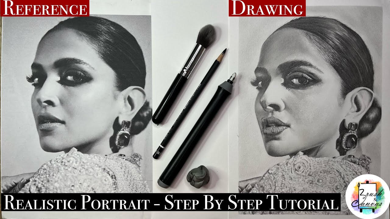 Basic Portrait Shading For Beginners|Deepika Padukone pencil sketch|Step by step tutorial|English