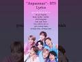 Anpanman BTS Song Lyrics Bts Btsarmy Anpanman Shorts mp3