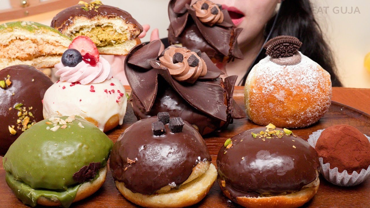 두바이 피스타치오·말차·초코 도넛🍩 두쫀쿠까지! 폭신한 도넛 ASMR Dubai Donuts