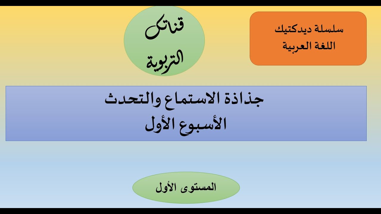 سلسلة ديدكتيك اللغة العربية جذاذات الاستماع والتحدث الأسبوع الأول المستوى الأول