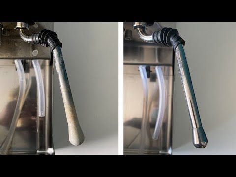 The secret to clean milk stains on a steam wand or milk circuit with  Caffenu milk system cleaner 