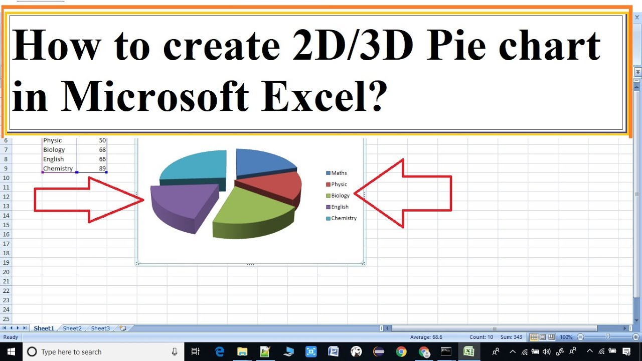 How to create a 3D pie chart in Microsoft Excel? - YouTube