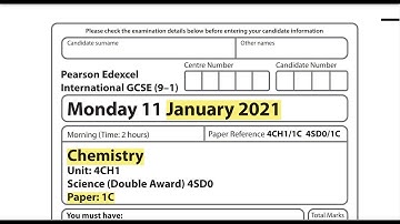 Chemistry Jan 2021 Paper 1C| Edexcel International GCSE Chemistry | 2021| JAN | Free Science Papers