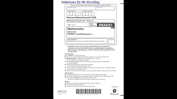Edexcel - A-Level Mathematics - Paper 1 - Pure - June 2021 - Solutions By Mr Harding