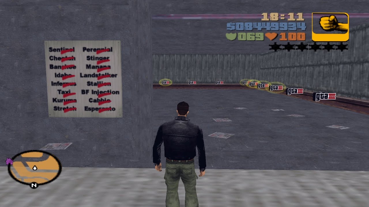 GTA 3 / Import/Export / Suburban Garage / All 16 Vehicles (with Location from Safe House)