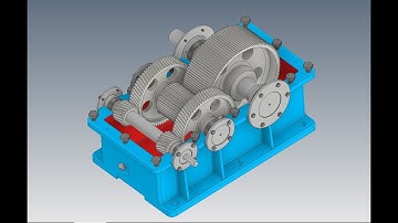 Hộp giảm tốc phân đôi cấp nhanh, mô phỏng lắp ráp Hộp giảm tốc phân đôi cấp nhanh.