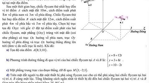 Toán 12: Hai chiếc flycam được điều khiển cùng bay tại một địa điểm. Sau một thời gian bay chiếc