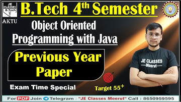 🔥01 Object Oriented Programming with Java Previous Year Paper Solution  B.Tech 2nd Year | JE CLASSES