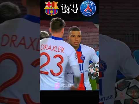 Barcelona vs PSG Champions League #messi vs #mbappe 🔥 #football #youtube #shorts