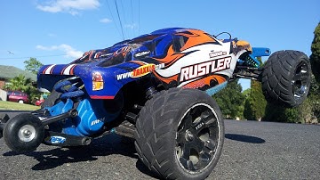 Traxxas Rustler VXL Wheelies and Speed Runs (no music)