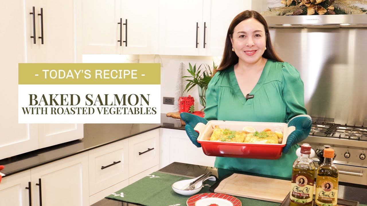 MARJORIE'S KITCHEN: Herb-Crusted Baked Salmon with Roasted Vegetables | Marjorie Barretto