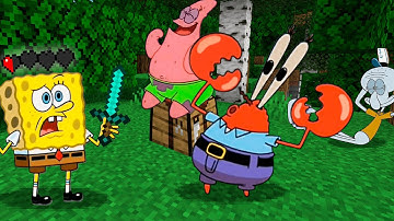 Minecraft Speedrunner Spongebob VS 3 Hunters - Animation