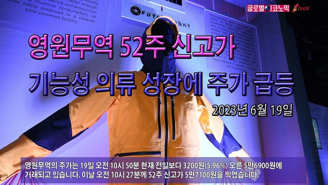 영원무역 52주 신고가, 기능성 의류 성장 기대에 주가 급등