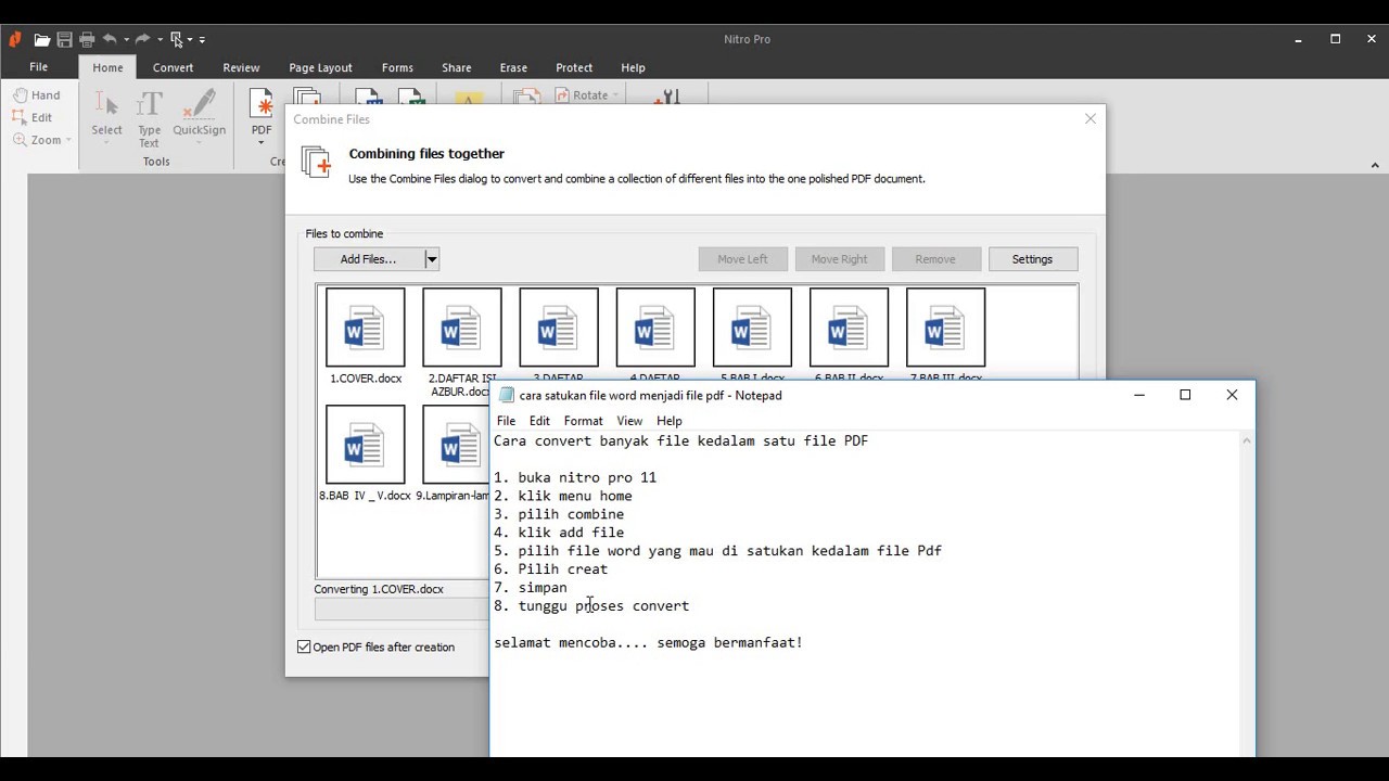Cara Mengabungkan Beberapa File Word Menjadi Satu File Pdf Youtube