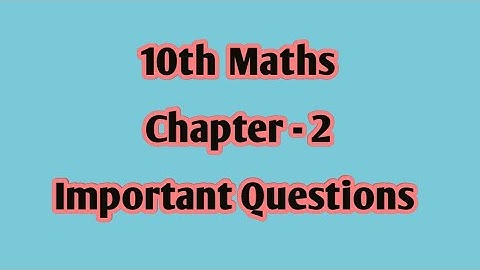 10th Maths Ch-2 Important Questions / Samacheer One plus One channel