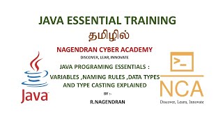 Java programing essentials :variables ,naming rules ,literals ,Data types ,type casting – in tamil