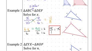 Geometry notes 4-2 Solving Similar Triangles (Basic)