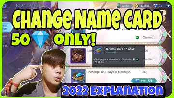 CHANGE NAME CARD FOR ONLY 50 DIAMONDS | 2022 EXPLANATION | S23 FIRST RECHARGE | MLBB BANGKAWA TV
