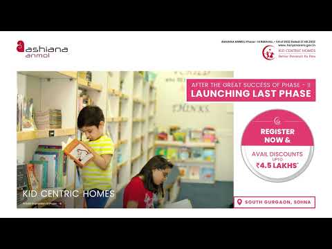 Launching Ashiana Anmol PH-III @South Gurgaon, Sohna, Book 2, 3 & 3.5BHK starting from ₹81 Lakhs*