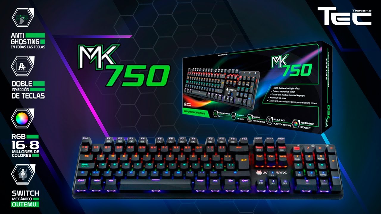 TECLADO ANTRYX, MK750, CHROME STORM, MECANICO, SWITCH ROJO. (PN:  AMK-CS750KRE-SP)