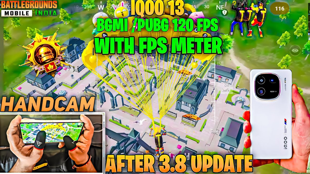IQOO 13 🔥BGMI 3.8 UPDATE 120 FPS TEST WITH FPS METER & HANDCAM GAMEPLAY ...