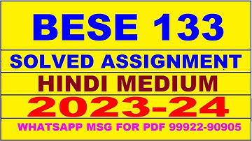 bese 133 solved assignment 2023-24 | bese 133 solved assignment in hindi 2024 | bese 133 2024
