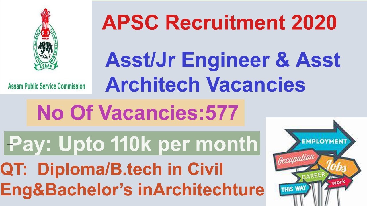 APSC  Job Notification for Assistant Engineer&Junior Engineer&Assistant Architect | Sal up to 110K