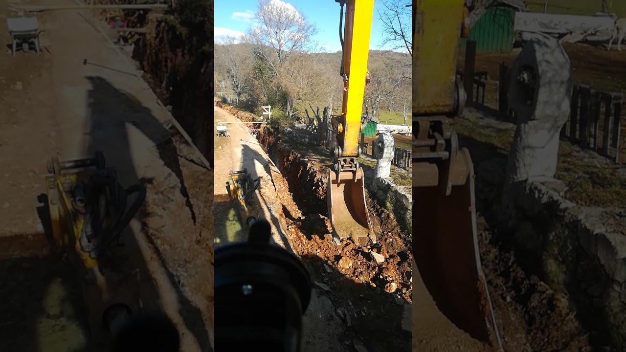 Digging a sewer ditch - YouTube