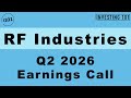 RF Industries Q2 2026 Earnings Call | Custom Cable Assembly Wins Counter Telecom Headwinds