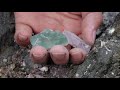 Surprise the amethyst ore under the rock by the sea, perfect opal, green crystal, gem, agate