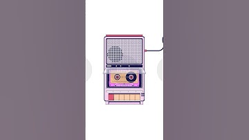 Vintage cassette tape playing inside retro player recorder 2D cartoon vertical animation