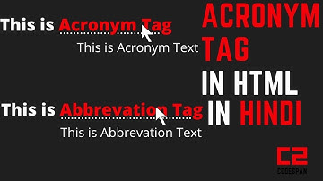 What is Acronym Tag in Html in Hindi | What is Abbr Tag in Html in Hindi