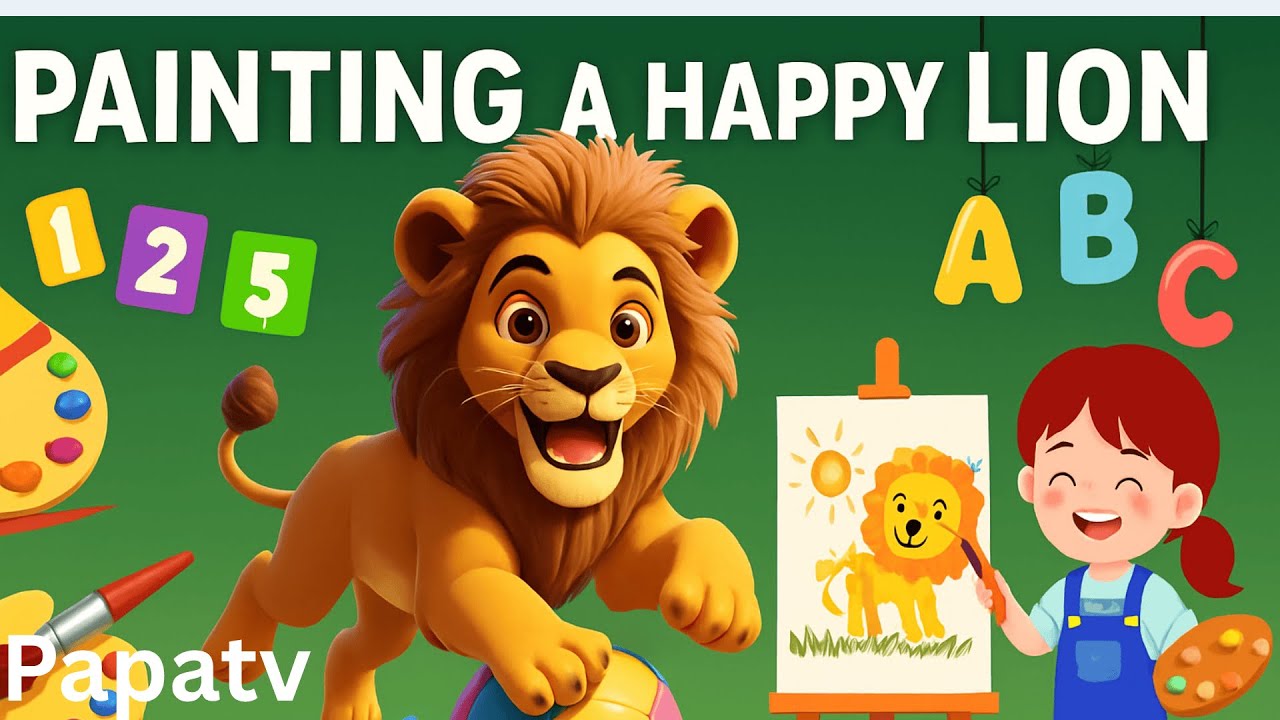 “Painting a Happy Lion 🦁 | Fun Art for Toddlers with Music 🎨 | Pppatv”
