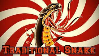 How to draw a traditional snake Tattoo flash